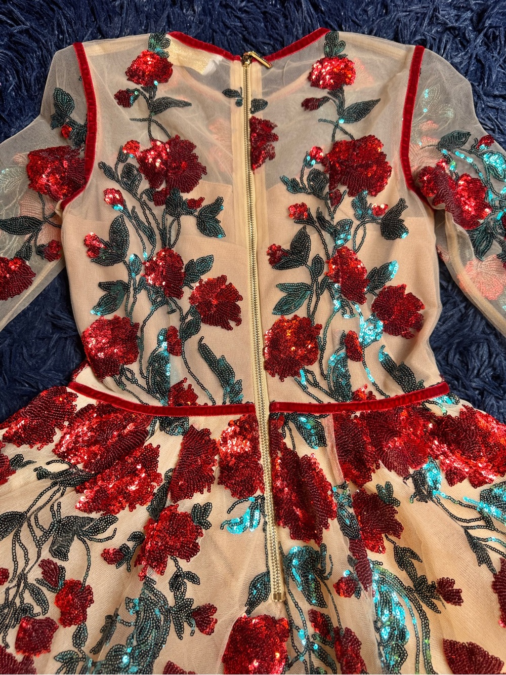 NWOT Bronx and Banco Rafaella Floral Sequin Long Sleeve Minidress. Size S - Picture 6 of 15